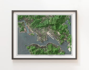 Hong Kong - Imagery Shaded Relief Map - Detailed Topography