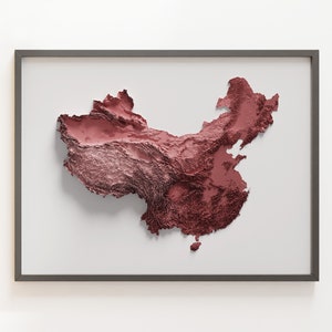 Chine - Carte du relief ombrée - Topographie naturelle