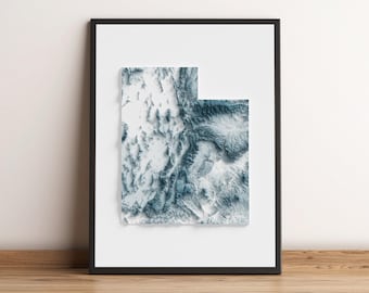 Utah - Shaded Relief Map - Natural Topography