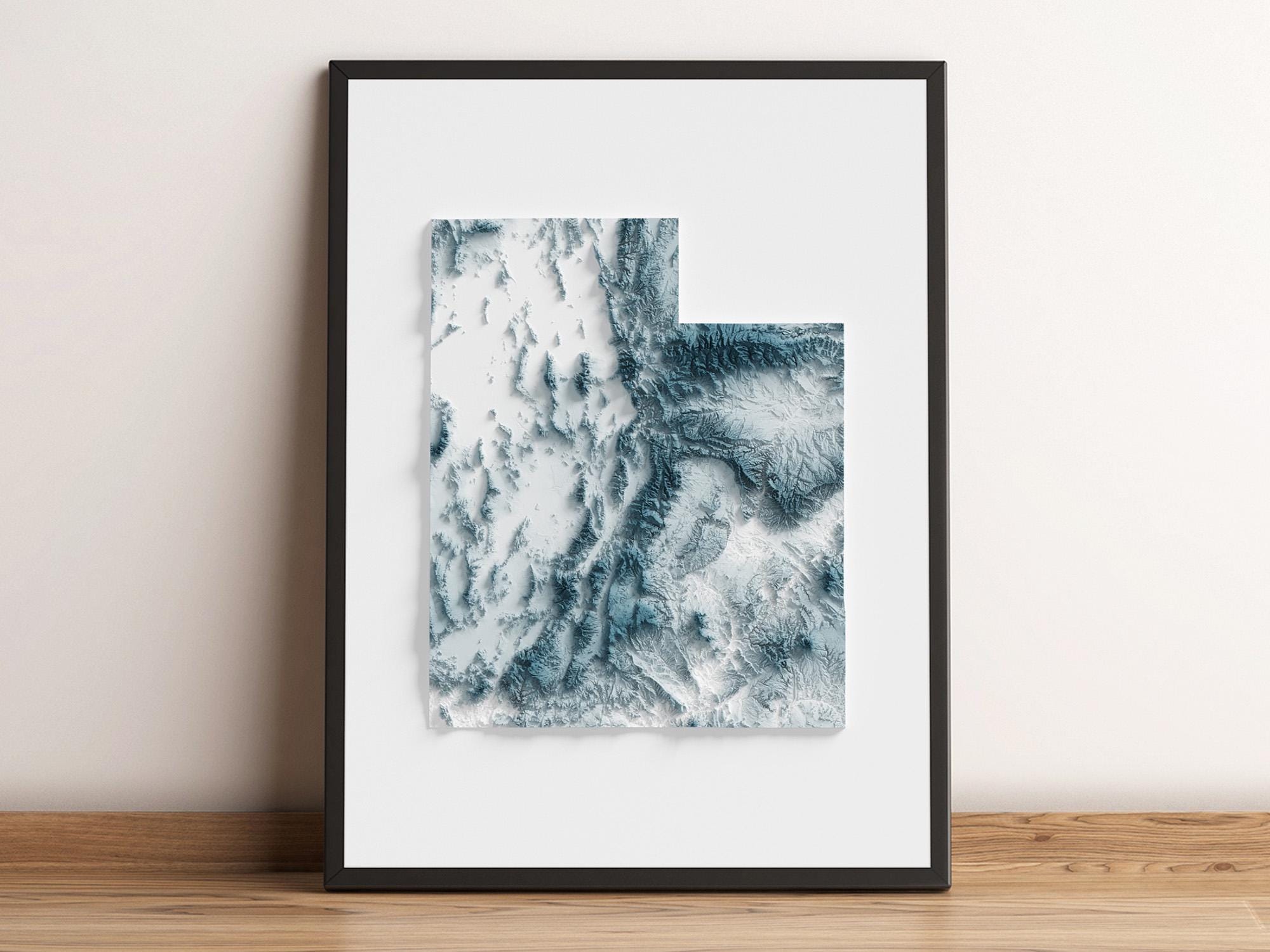 Utah - Shaded Relief Map - Natural Topography - Etsy