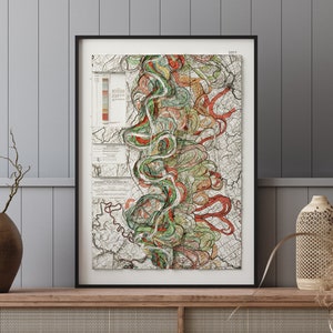 Mississippi River Meander Belt (um 1944) - Vintage Geologie-Karte - Platte 22 Blatt 7