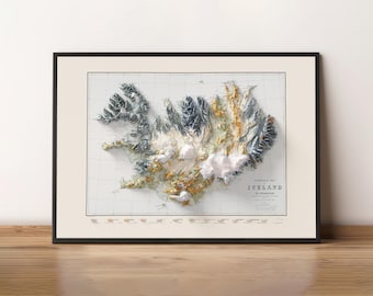 Iceland Geology - Vintage - Shaded Relief Map