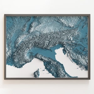 The Alps - Shaded Relief Map - Natural Topography