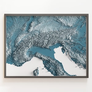Los Alpes - Mapa de relieve sombreado - Topografía natural