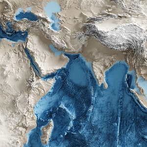 World Topography including Ocean Floor Shaded Relief Map image 4