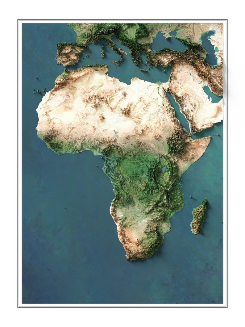 Africa Shaded Relief Map Imagery image 4