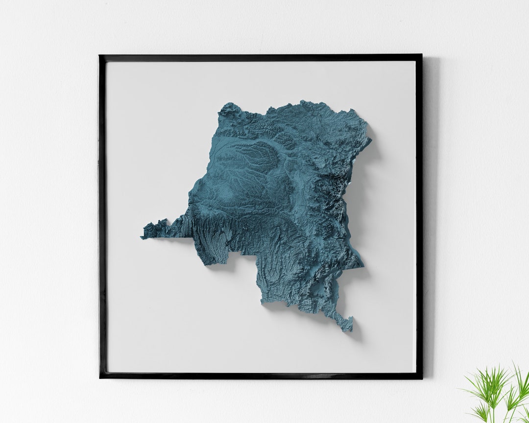 Democratic Republic of the Congo - Shaded Relief Map - Natural ...