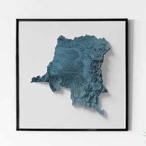 Demokratische Republik Kongo - Schattierte Reliefkarte - Natürliche Topographie
