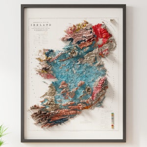 Geological Map of Ireland (c.1878) - Vintage Map - Shaded Relief Map