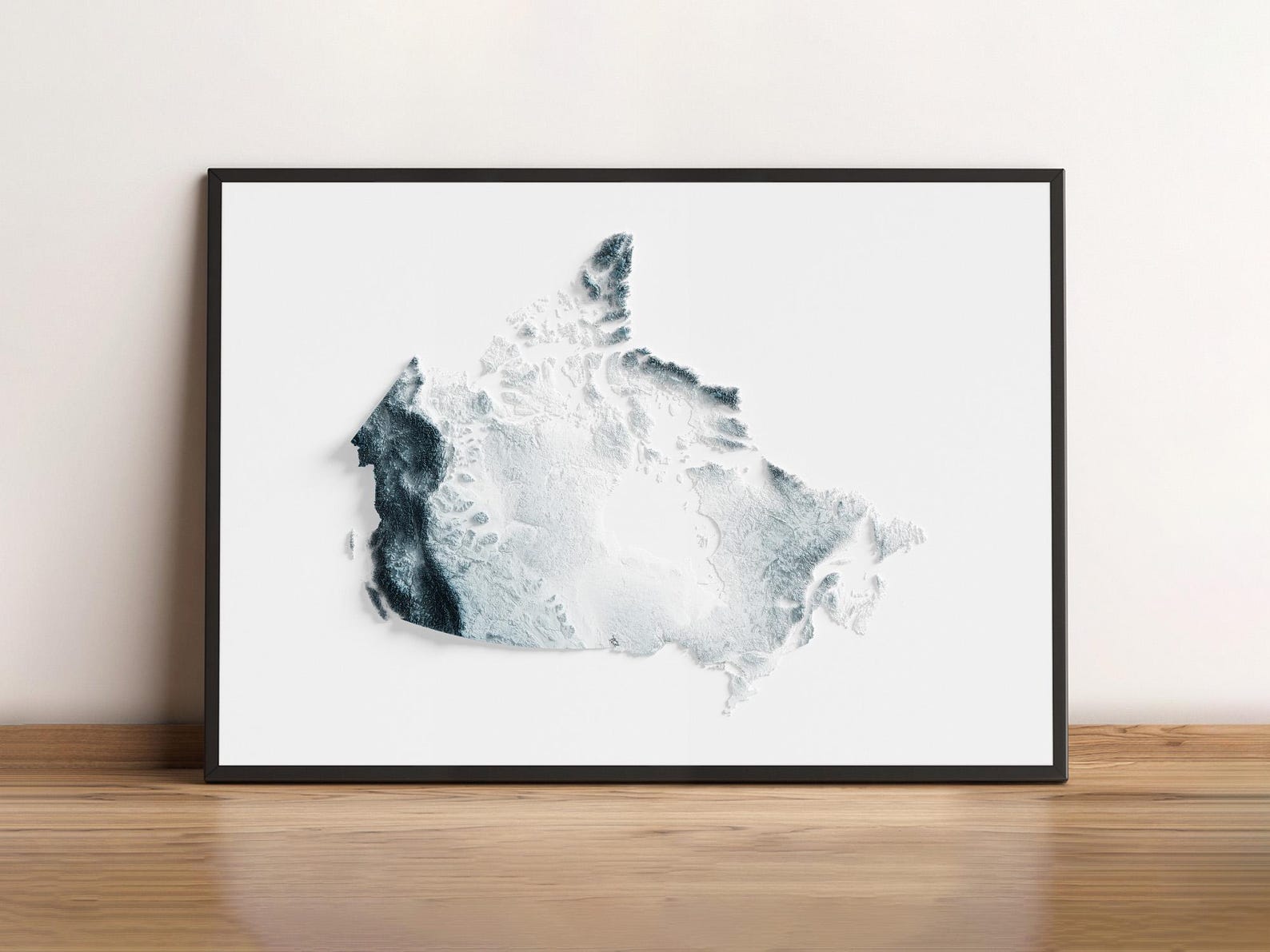 Canada - Shaded Relief Map - Natural Topography - Etsy
