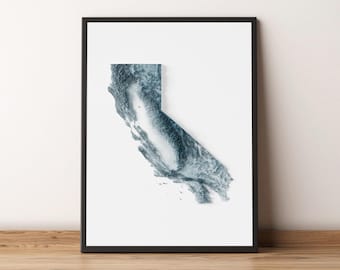 California - Shaded Relief Map - Natural Topography