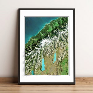 Franz Josef Glacier, New Zealand - Shaded Relief Map - Imagery