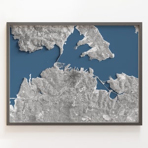 Auckland, New Zealand - Shaded Relief Map - Detailed Topography
