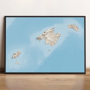 Balearen, Spanien - Schattierte Reliefkarte - Inseln und Küstenkarten