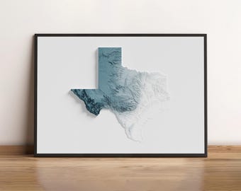 Texas, États-Unis - Carte du relief ombragé - Topographie naturelle