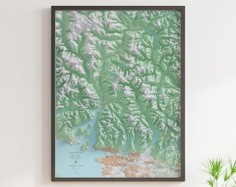 Sea to Sky (Vancouver to Pemberton) - Topographic Map - Shaded Relief Map