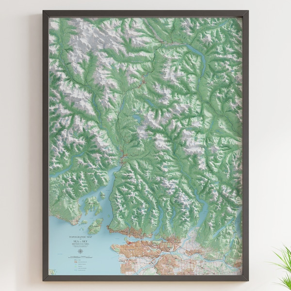 Sea to Sky (Vancouver to Pemberton) - Topographic Map - Shaded Relief Map