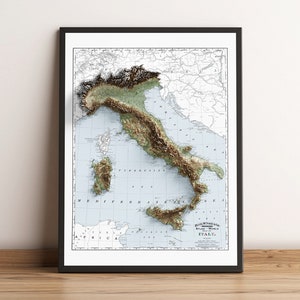 Italie (vers 1891) - carte topographique vintage