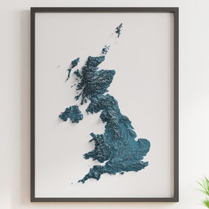 United Kingdom - Shaded Relief Map - Natural Topography