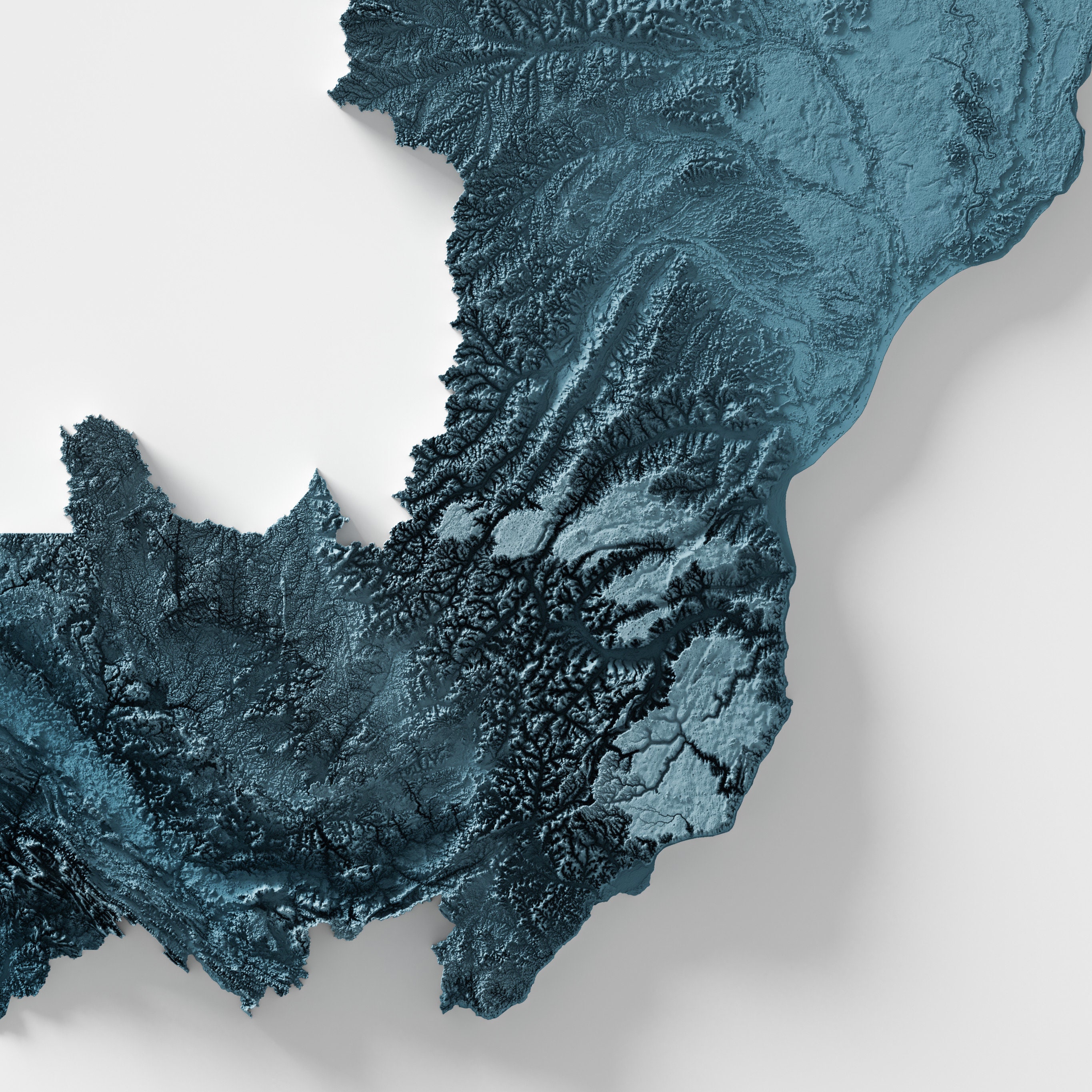 Congo - Shaded Relief Map - Natural Topography - Etsy