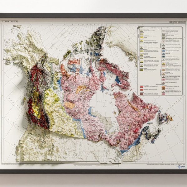 Geology Map of Canada - Vintage - Shaded Relief Map