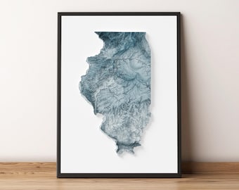 Illinois - Carte du relief ombragé - Topographie naturelle