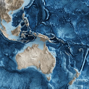 World Topography including Ocean Floor Shaded Relief Map image 3