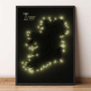 Faros de Irlanda - Mapa moderno en relieve sombreado - Arte mural