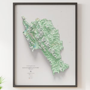 Pays de Kananaskis - Carte topographique - Carte du relief ombré