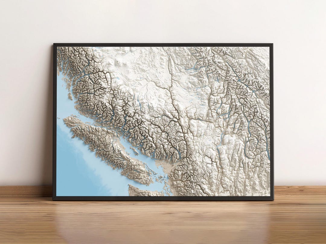 Vancouver Island and Southwest British Columbia - Shaded Relief Map ...