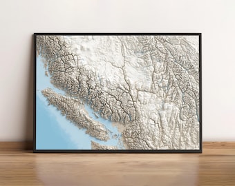 Vancouver Island and Southwest British Columbia - Shaded Relief Map - Islands and Coastal Maps