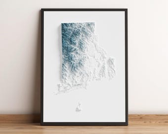Rhode Island - Shaded Relief Map - Natural Topography