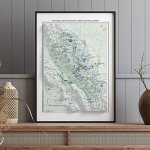 Parcs nationaux des Glaciers et des Lacs-Waterton - Carte topographique