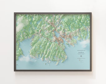 Halifax - Mapa topográfico - Mapa de relieve sombreado