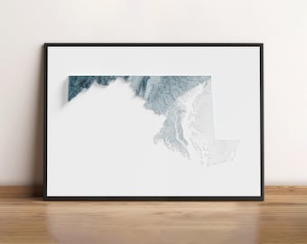 Maryland - Shaded Relief Map - Natural Topography