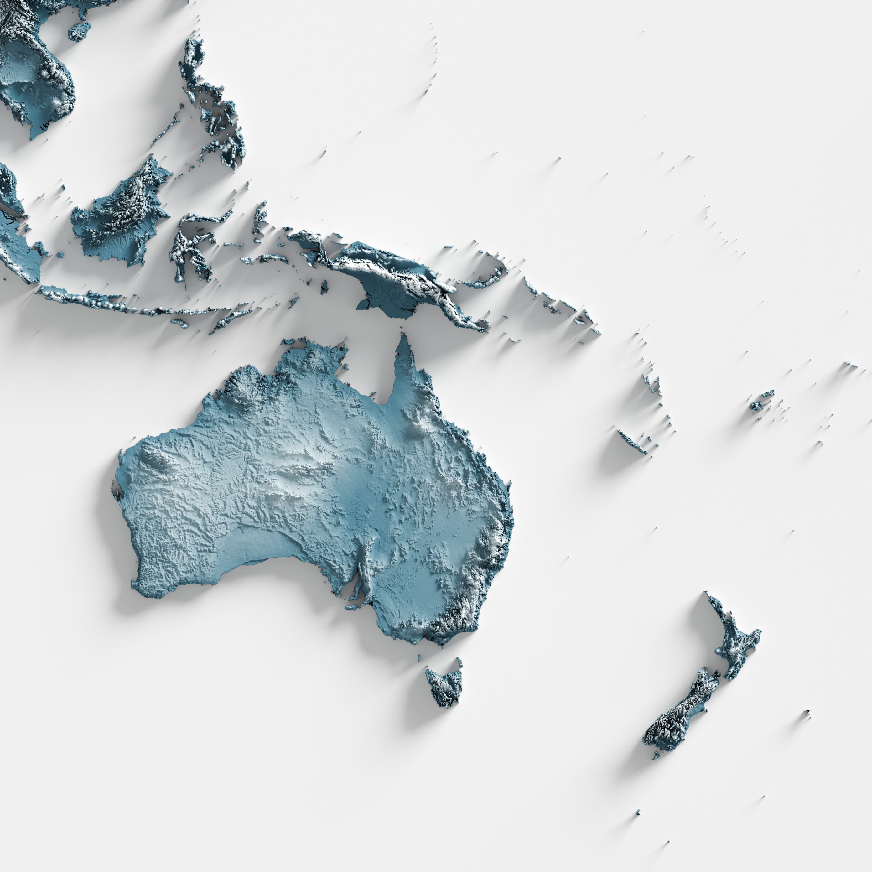 The World Shaded Relief Map Natural Topography - Etsy