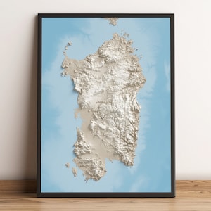 Sardinia, Italy - Shaded Relief Map - Islands and Coastal Maps