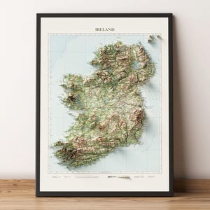 Irland - Vintage topographische Karte - Schattierte Reliefkarte