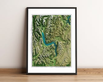 Queenstown, New Zealand - Shaded Relief Map - Imagery