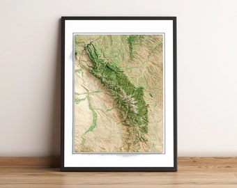 Bighorn Mountains, Wyoming - Mapa de relevo sombreado - Imagens
