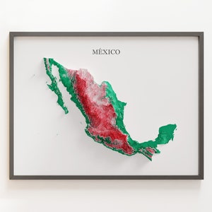 Mexiko - Reliefkarte mit Flaggenfarben