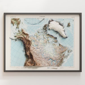 Canada - carte topographique vintage v. 1959 - Carte en relief ombrée