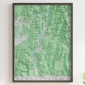 Vallée de l'Okanagan - Carte topographique - Carte du relief ombré