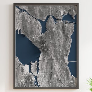 Seattle, Washington - carte en relief ombrée - topographie détaillée