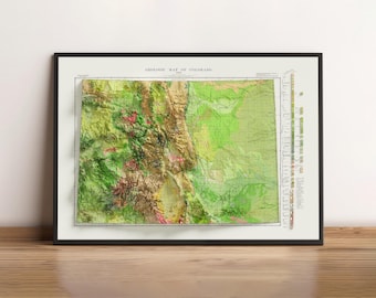 Carte géologique du Colorado - vintage - Carte en relief ombré