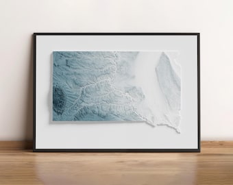South Dakota - Shaded Relief Map - Natural Topography