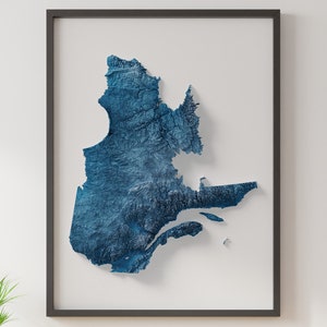 Québec - Carte du relief ombragé - Topographie naturelle