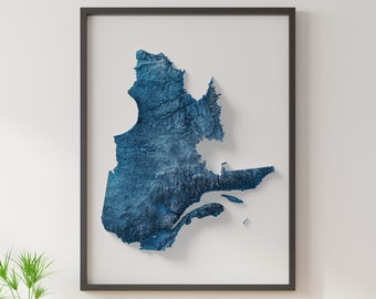 Quebec - Shaded Relief Map - Natural Topography