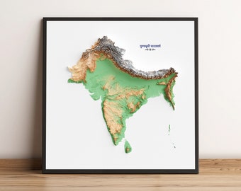 Physical Map of Akhand Bhārat - Historic Indosphere in South Asia - Shaded Relief Map