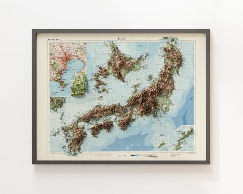 Japan Vintage Topographic Map C. 1958 Shaded Relief Map - Etsy